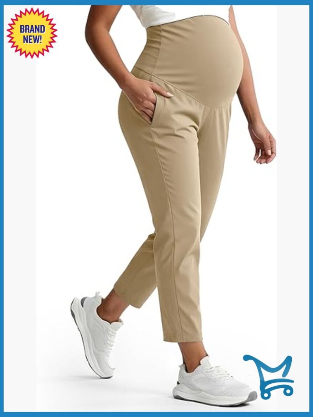 Maternity Jogger Pants with Pockets Over The Belly Stretchy Workout Yoga Pants